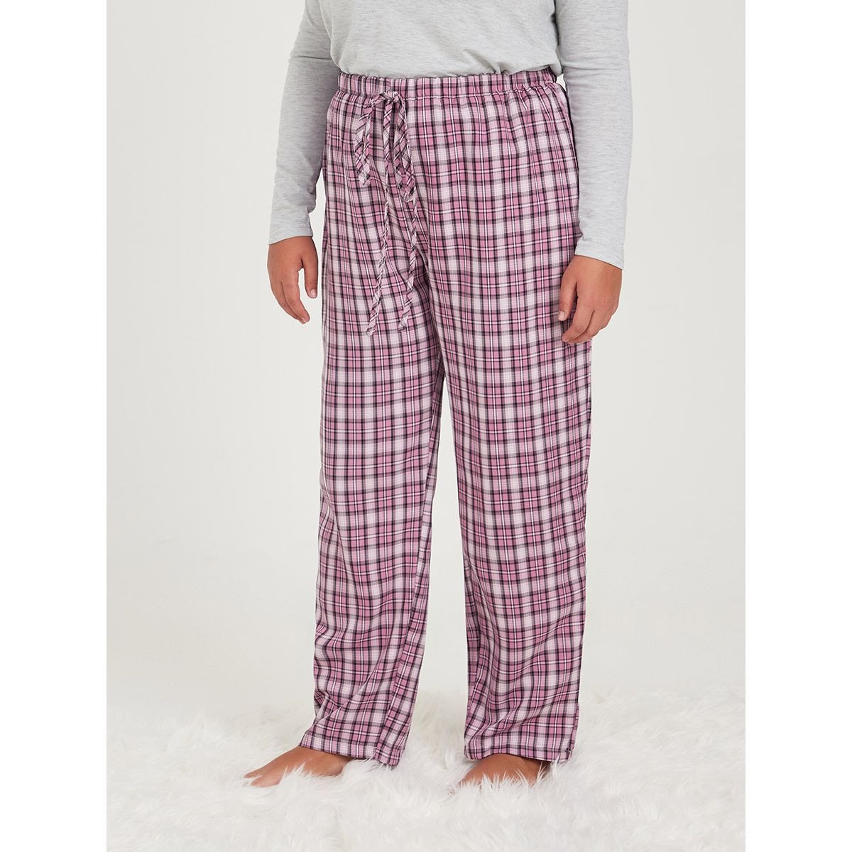 Styli Plus Long Sleeves Button T-shirt and Flannel Trouser Pyjama Set-women-clothing-nightwear-pyjamas-longsets-image-4