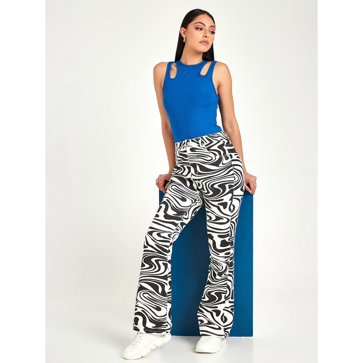 Styli High Rise Marble Print Flare Leg Jeans-women-clothing-bottoms-jeans-image-3