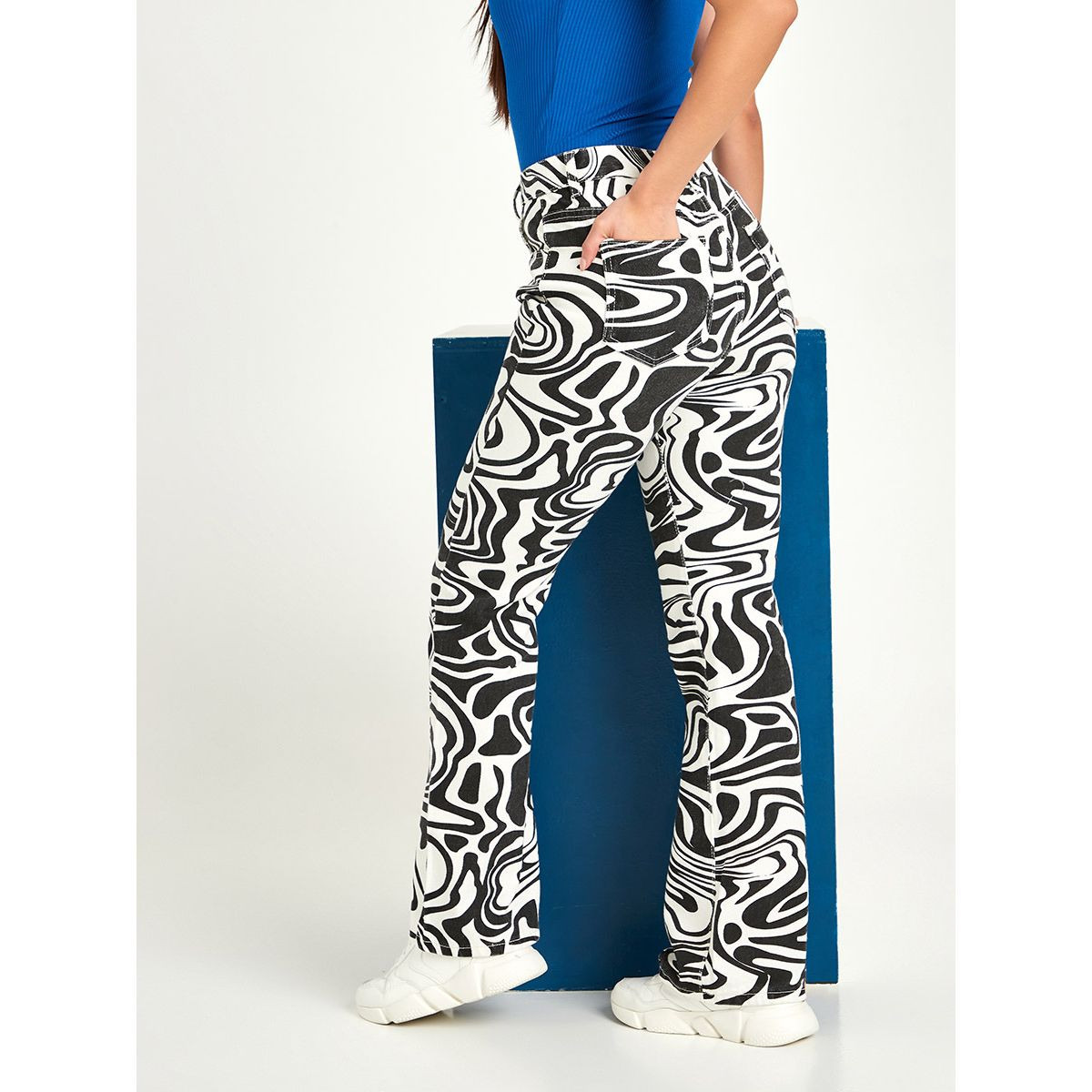 Styli High Rise Marble Print Flare Leg Jeans-women-clothing-bottoms-jeans-image-5