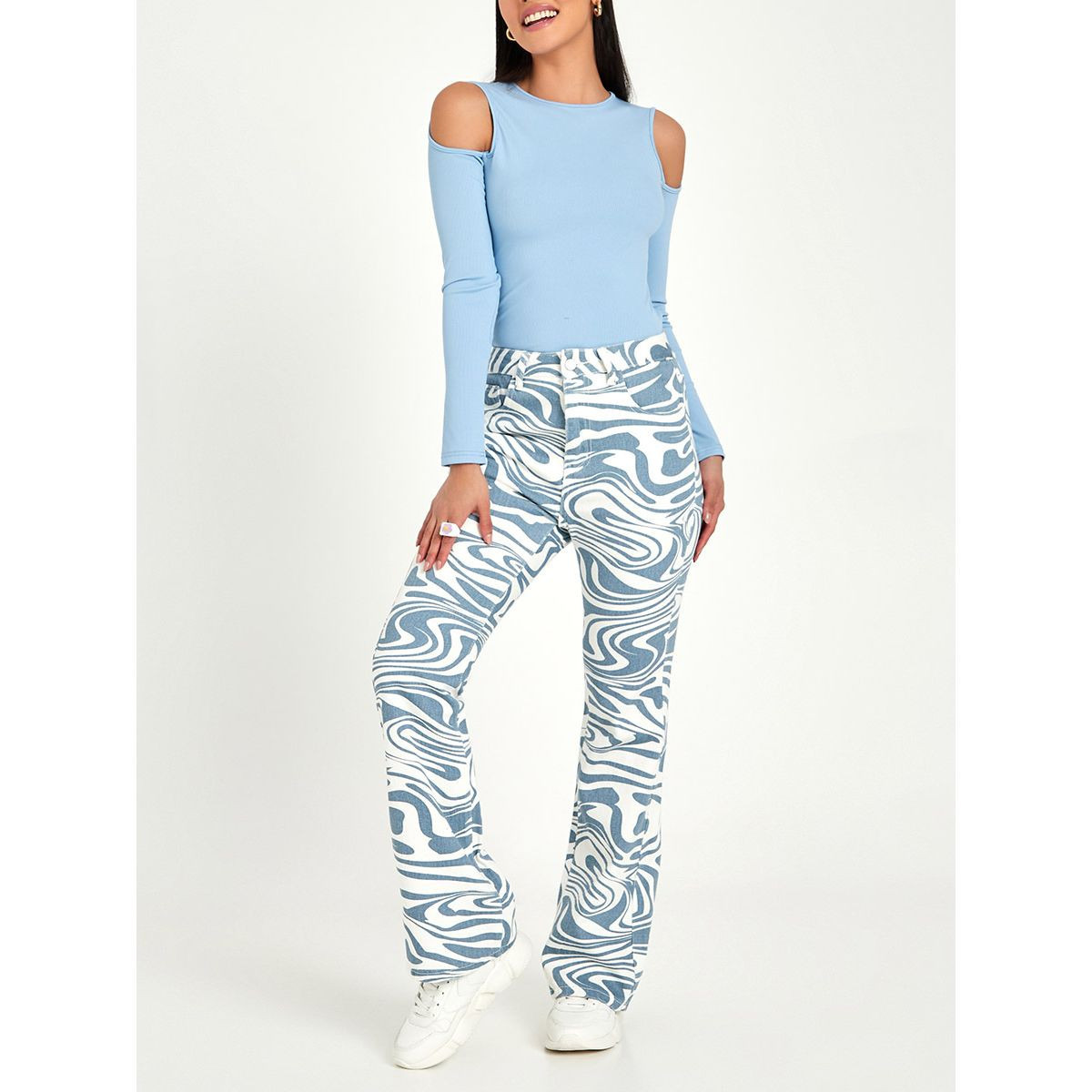 Styli High Rise Marble Print Flare Leg Jeans-women-clothing-bottoms-jeans-image-3