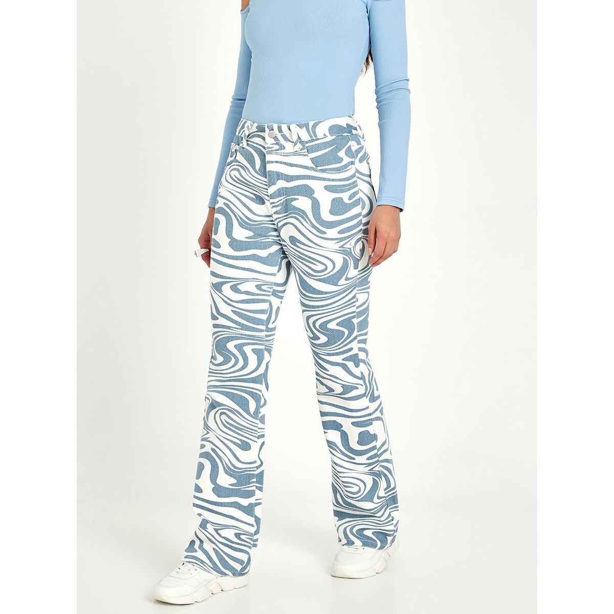 Styli High Rise Marble Print Flare Leg Jeans-women-clothing-bottoms-jeans-image-4