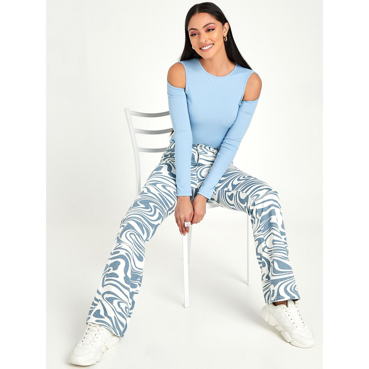 Styli High Rise Marble Print Flare Leg Jeans-women-clothing-bottoms-jeans-image-7