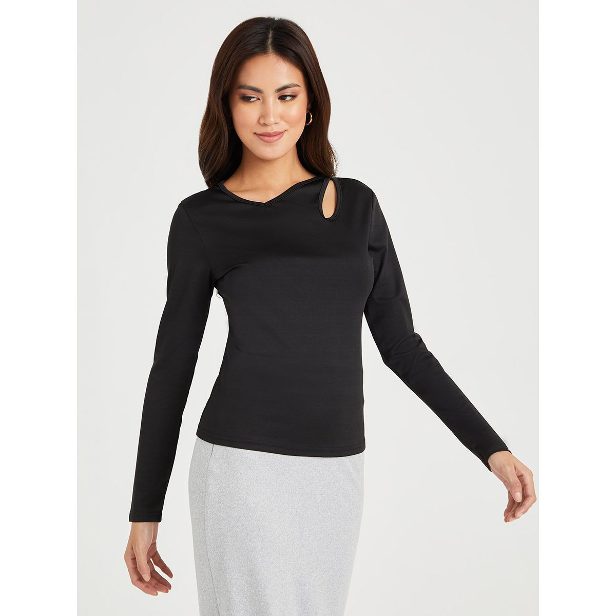 Styli Long Sleeves Cut-Out Shoulder Detail Knit Top-women-clothing-shirtsandblouses-blouses-image-3