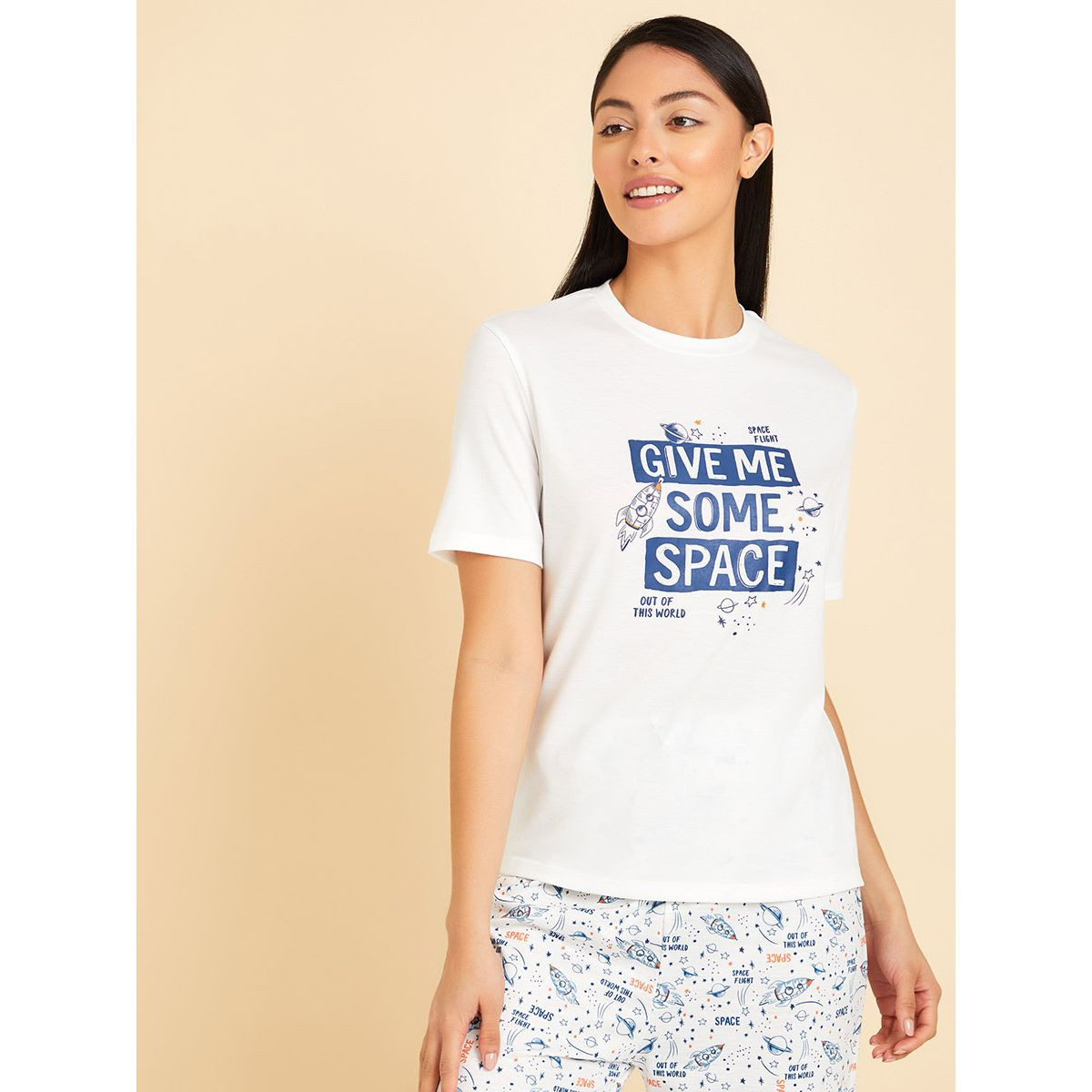 طقم بيجاما من ( تيشيرت + بنطال ) من ستايلي-women-clothing-nightwear-pyjamas-longsets-image-2