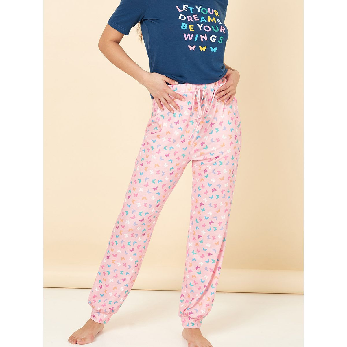 Styli Let Your Dreams Be Your Wings T-shirt and Butterfly AOP Pyjama Set-women-clothing-nightwear-pyjamas-longsets-image-4