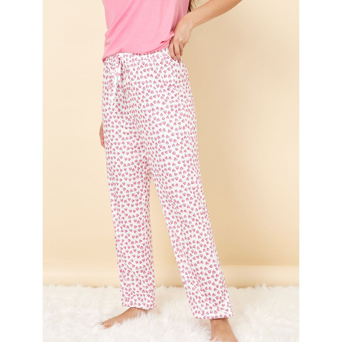 Styli Self Love Slogan Print T-shirt and Heart AOP Pyjama Set-women-clothing-nightwear-pyjamas-longsets-image-4
