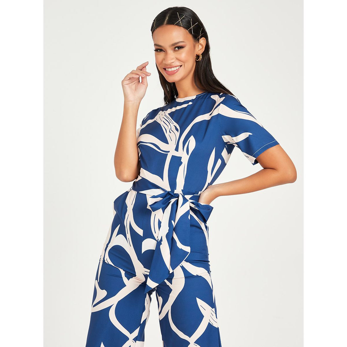 Styli Round Neck Marble Print Wide Leg Jumpsuit-women-clothing-jumpsuits-image-2