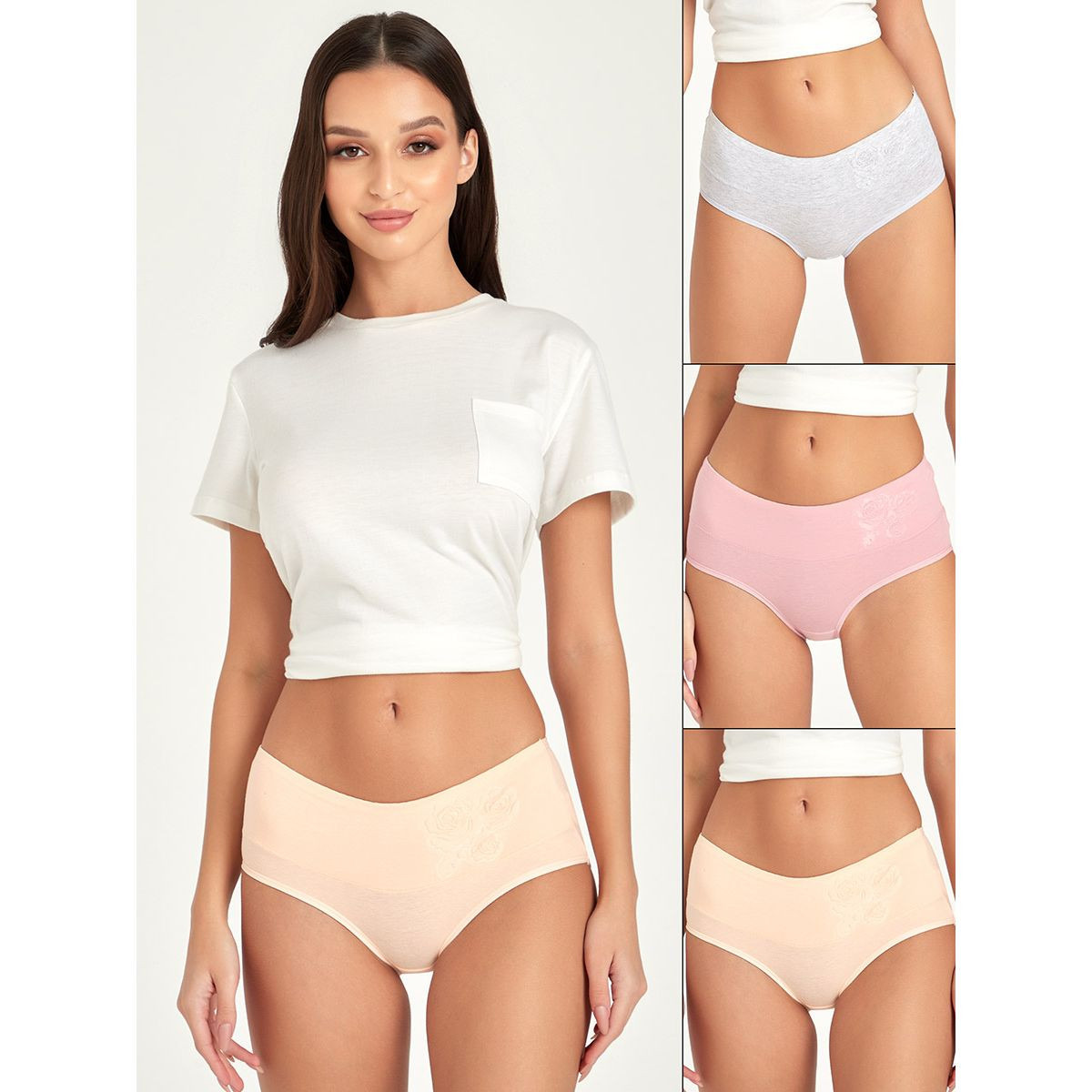 مجموعة من 3 سروال داخلي قطني من ستايلي-women-clothing-lingerie-panties-image-1