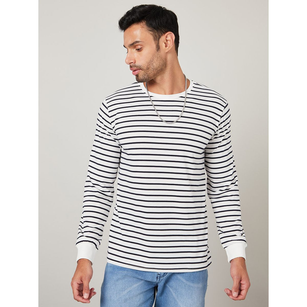 Striped long deals sleeve shirt mens