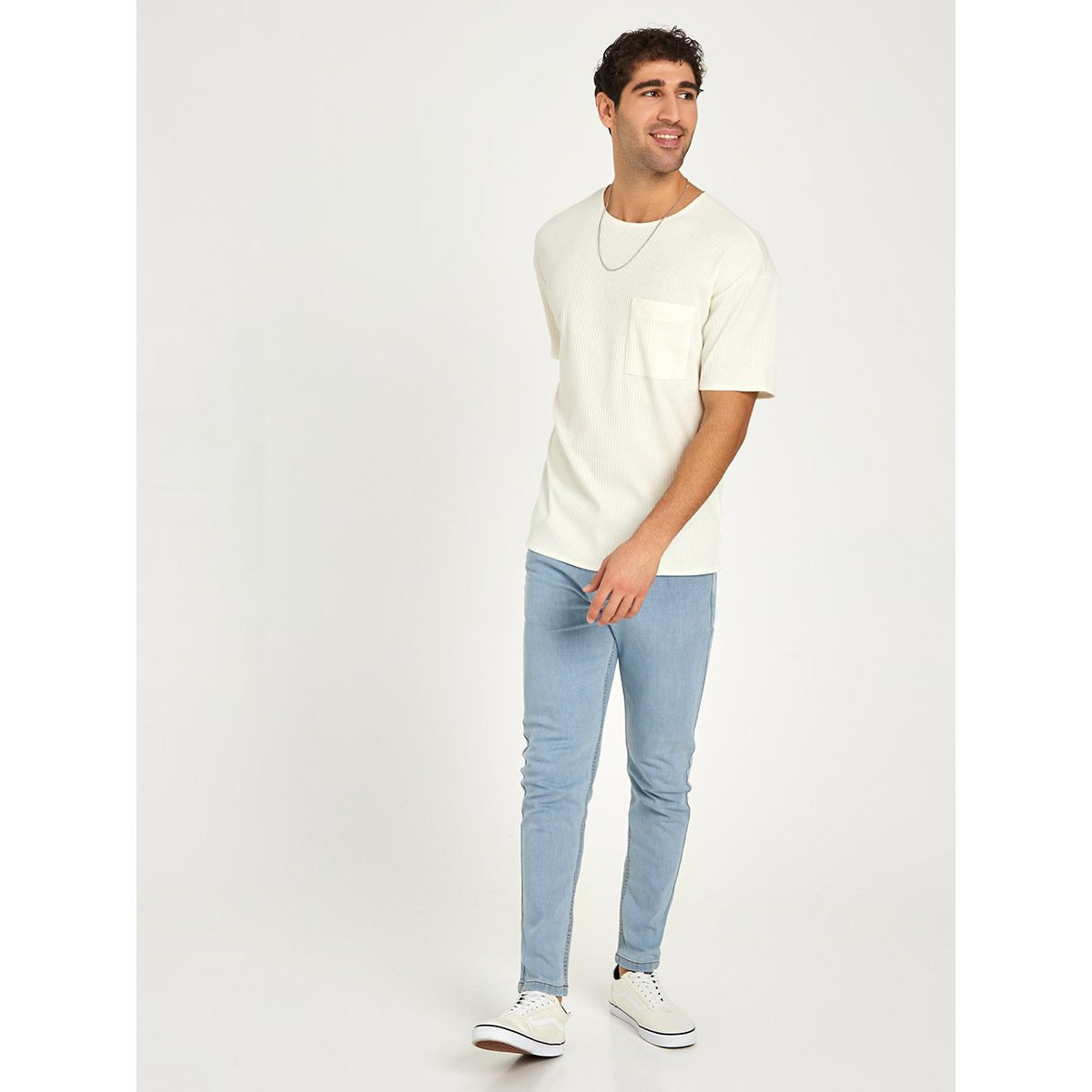 Styli Ribbed Knit Oversized T-shirt with Patch Pocket-men-clothing-tshirtsandpolos-tshirts-image-2
