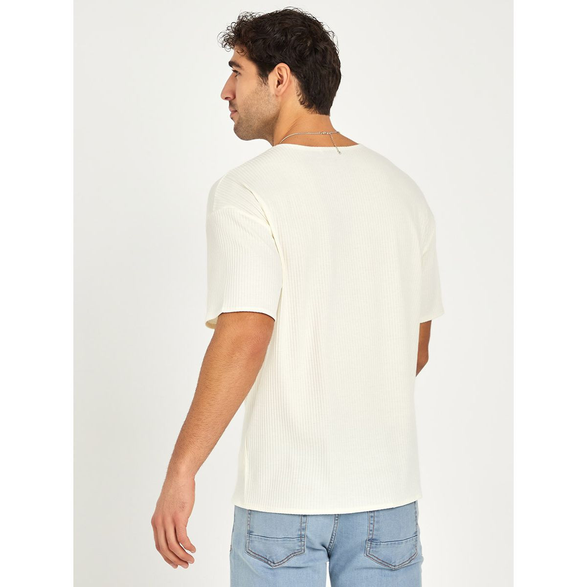 Styli Ribbed Knit Oversized T-shirt with Patch Pocket-men-clothing-tshirtsandpolos-tshirts-image-4