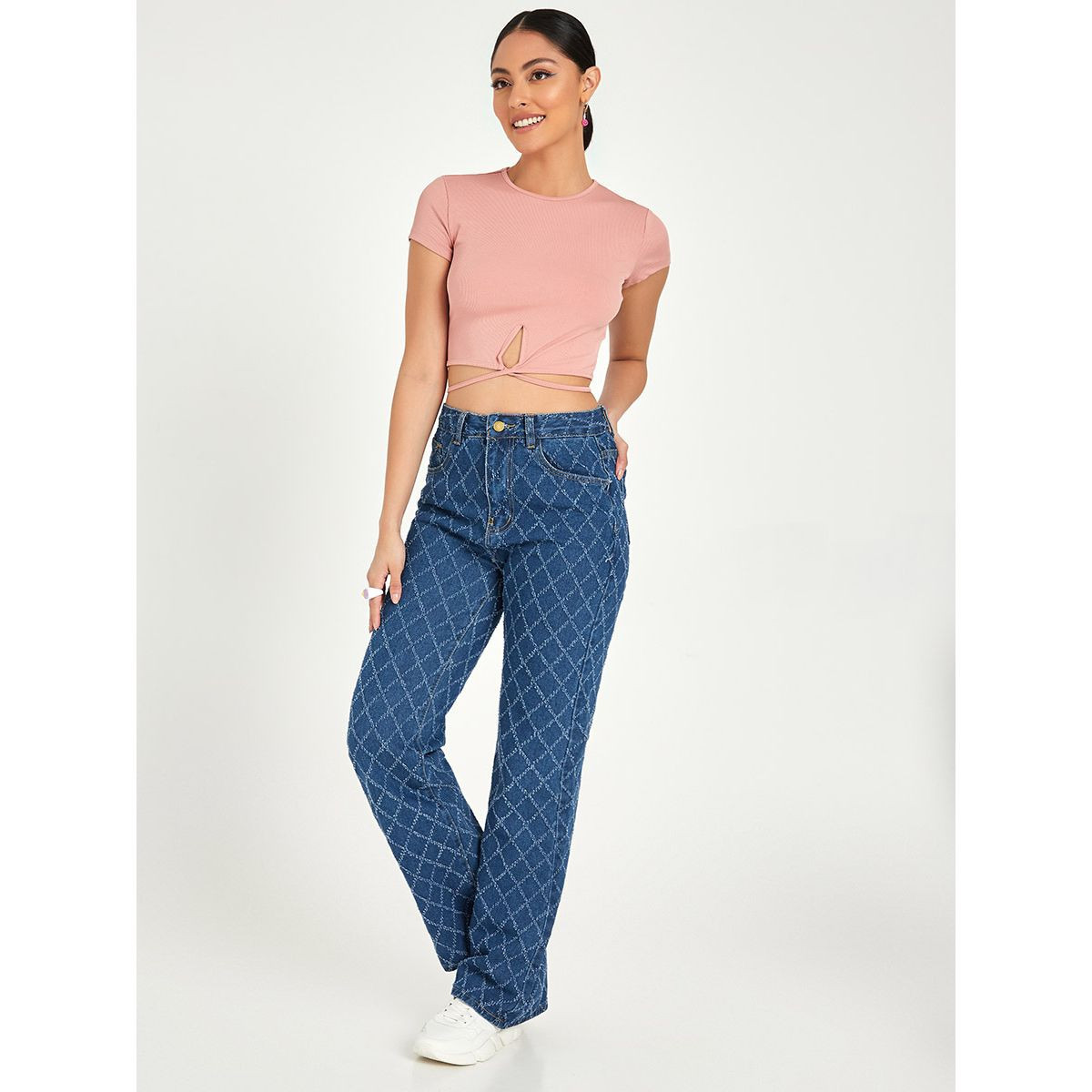 Styli Checked High Waist Wide Leg Jeans-women-clothing-bottoms-jeans-image-3