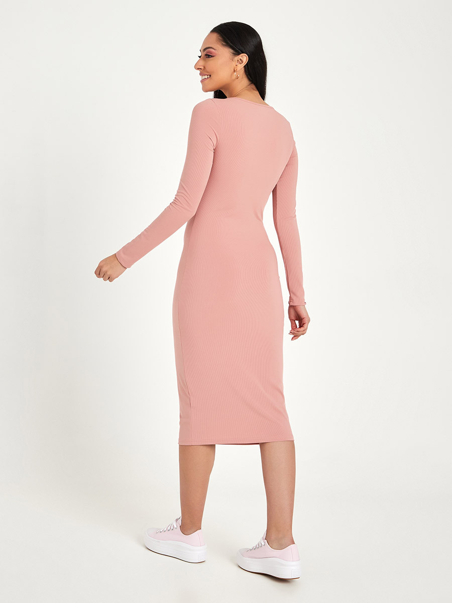 فستان ميدي مضلع باكمام طويلة من ستايلي-women-clothing-dresses-image-4