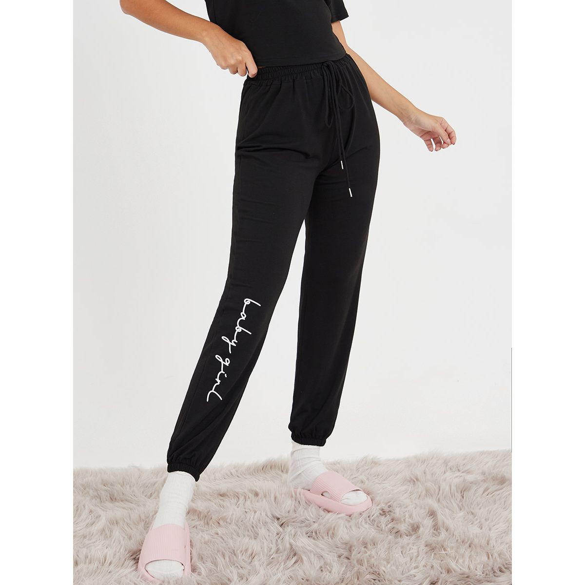 Styli Baby Girl Slogan Print T-shirt and Jogger Lounge Set-women-clothing-nightwear-pyjamas-longsets-image-4