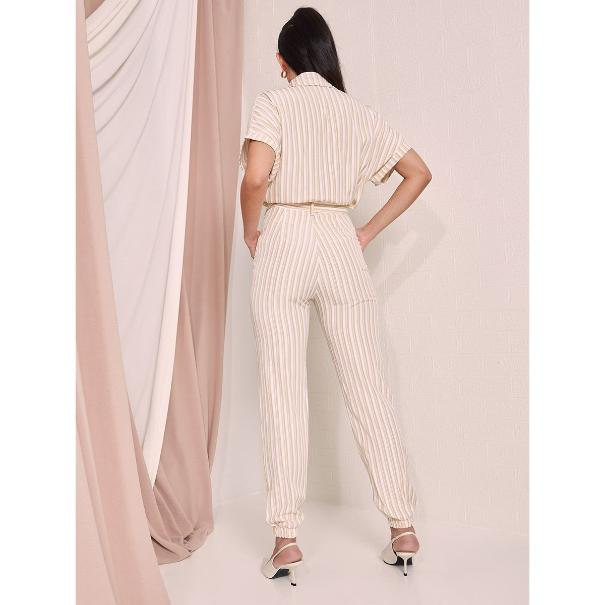 Styli Roll-Up Sleeves Striped Shirt with Cuffed Trouser Co-Ord Set-women-clothing-coordsets-image-6