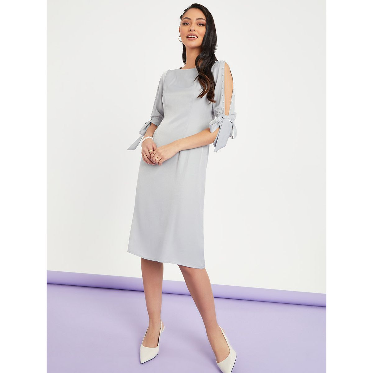 فستان ميدي باكمام واساور من ستايلي-women-clothing-dresses-image-2