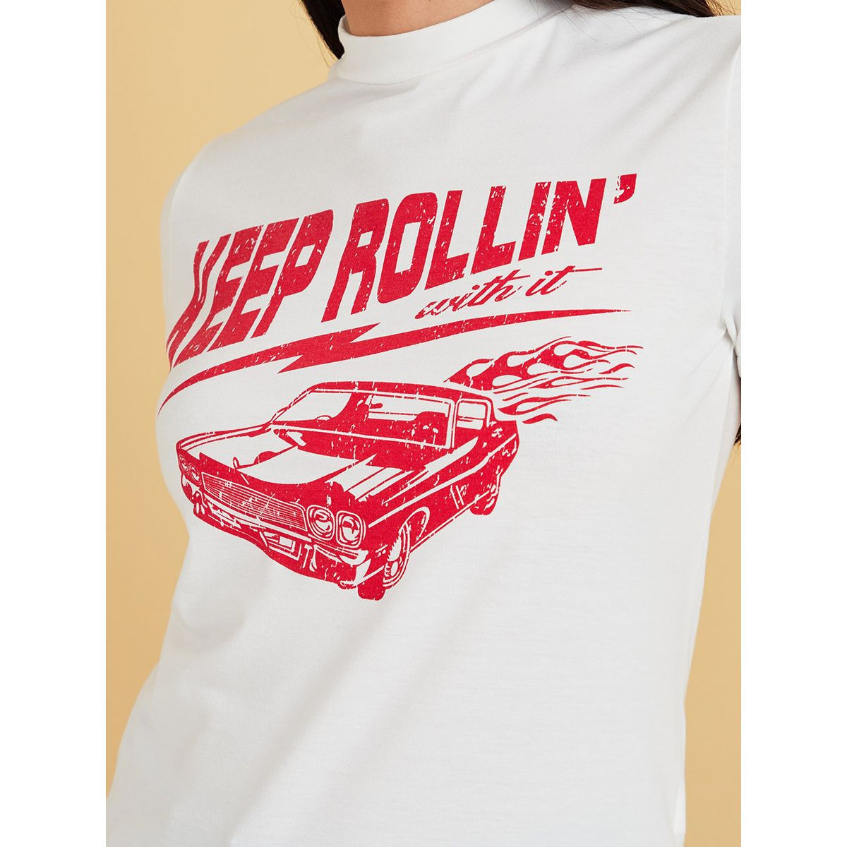 Styli Short Sleeves Keep Rolling Graphic Print Regular T-shirt-women-clothing-tshirts-image-4