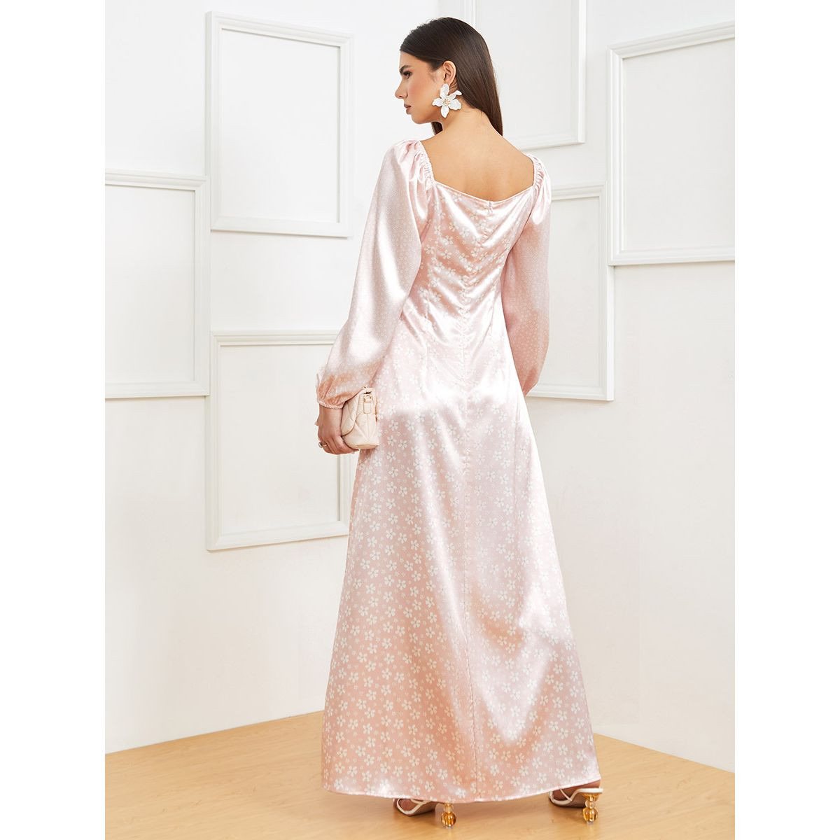 Styli Long Volume Sleeves Sweetheart Neck Printed A-Line Maxi Dress-women-clothing-dresses-image-4