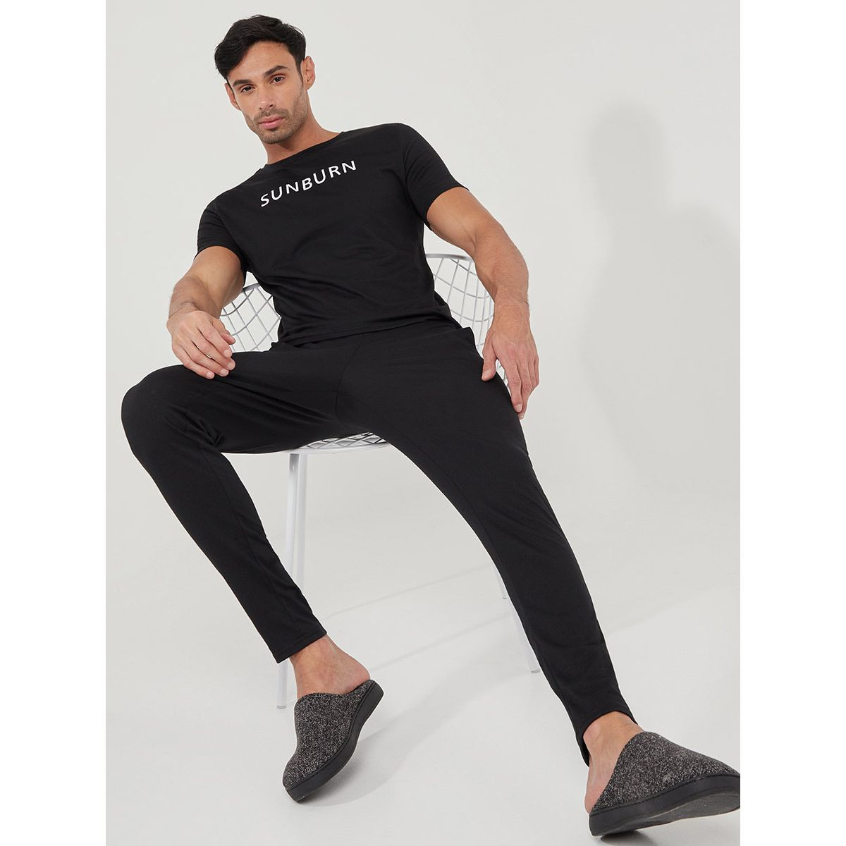 Styli Printed Logo Detail Short Sleeves T-shirt and Slim Jogger Set-men-clothing-nightwear-sets-image-1