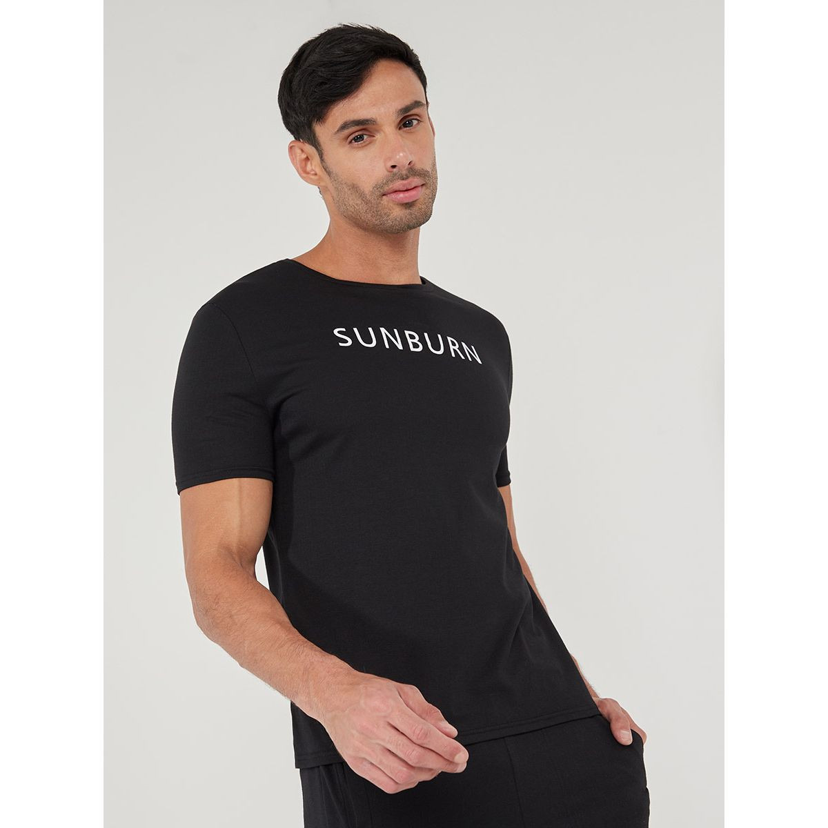 Styli Printed Logo Detail Short Sleeves T-shirt and Slim Jogger Set-men-clothing-nightwear-sets-image-2