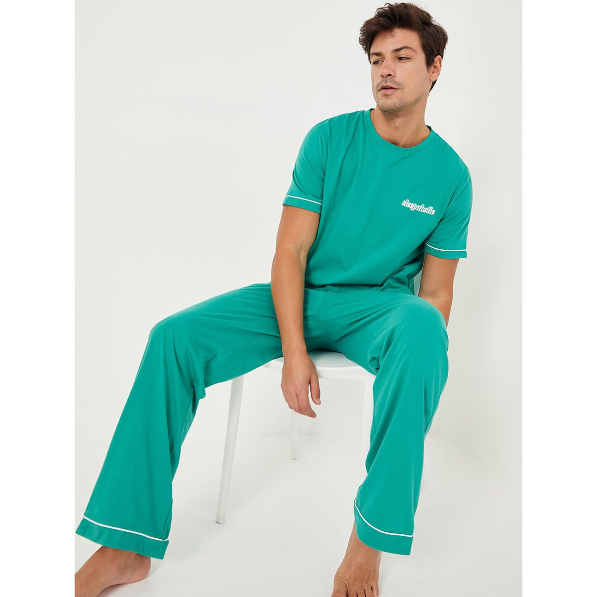 Styli Short Sleeves Regular T-shirt and Straight Pyjama Set-men-clothing-nightwear-sets-image-1