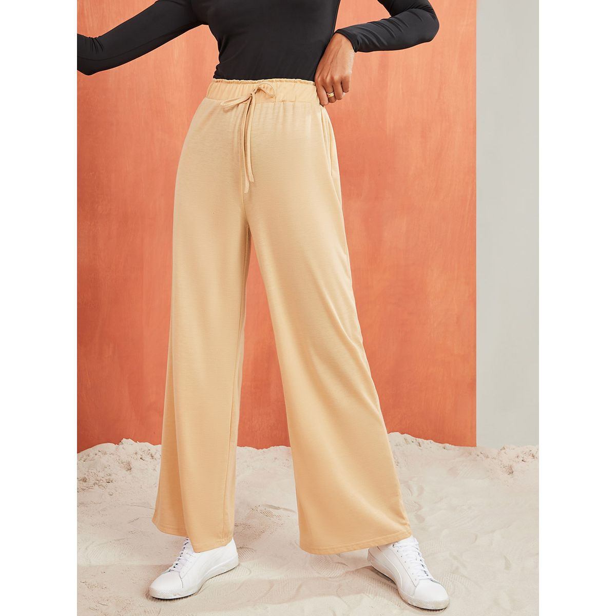 Styli Elastic Waistband Wide Leg Trousers -women-clothing-bottoms-trousers-image-1