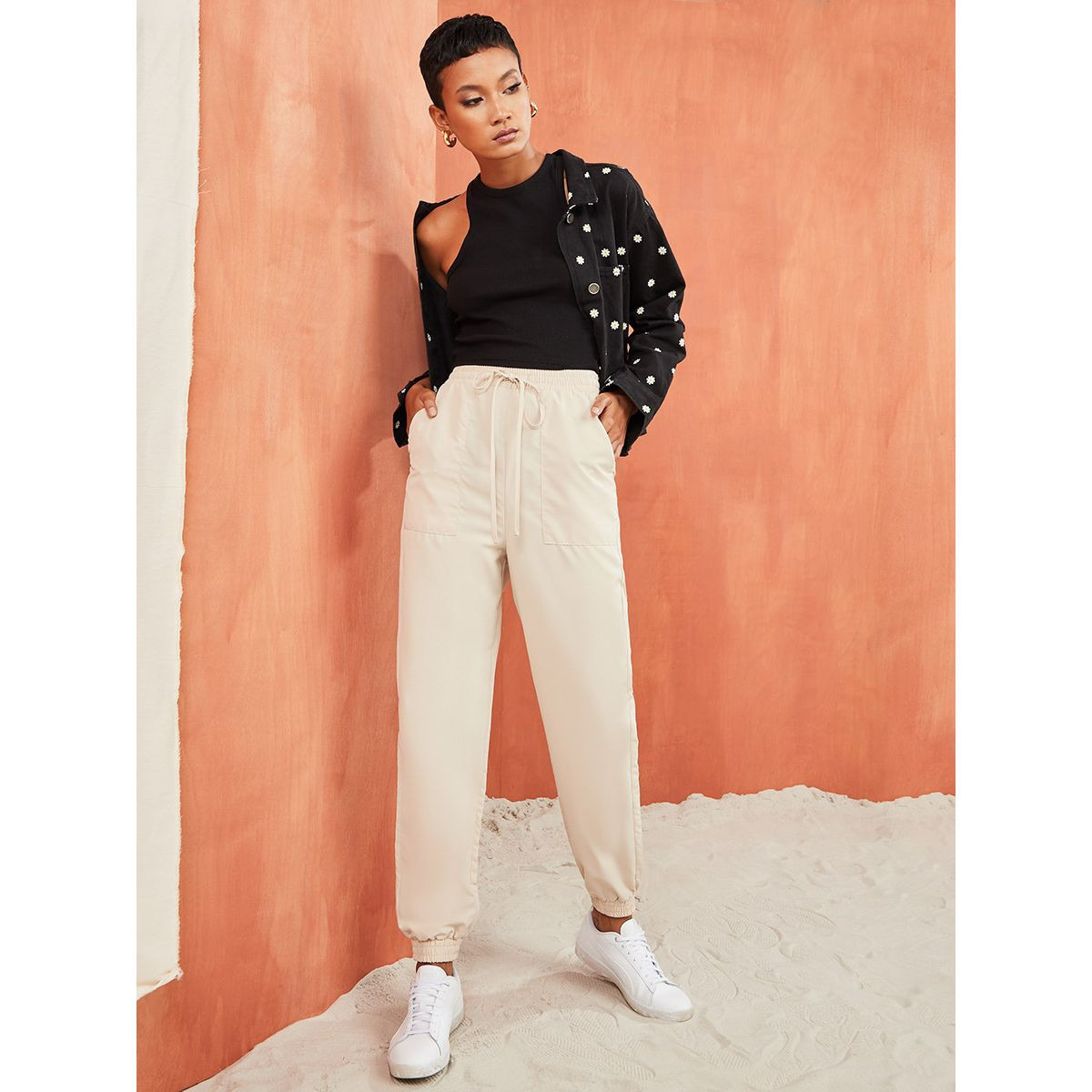 Styli Drawstring Waist Detail Cargo Trouser with Slip Pocket-women-clothing-bottoms-trousers-image-2