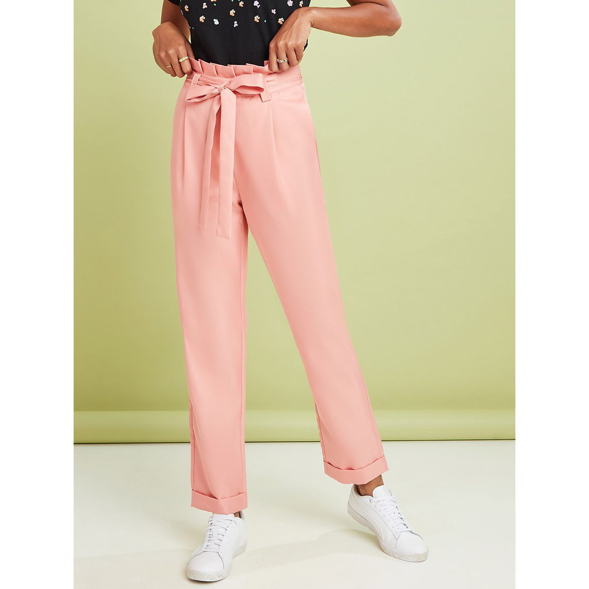 Styli High Rise Paperbag Waist Belted Trouser-women-clothing-bottoms-trousers-image-1