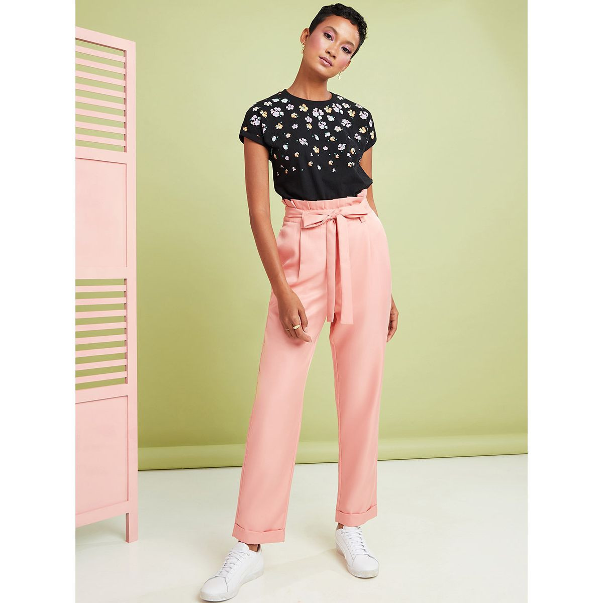 Styli High Rise Paperbag Waist Belted Trouser-women-clothing-bottoms-trousers-image-2