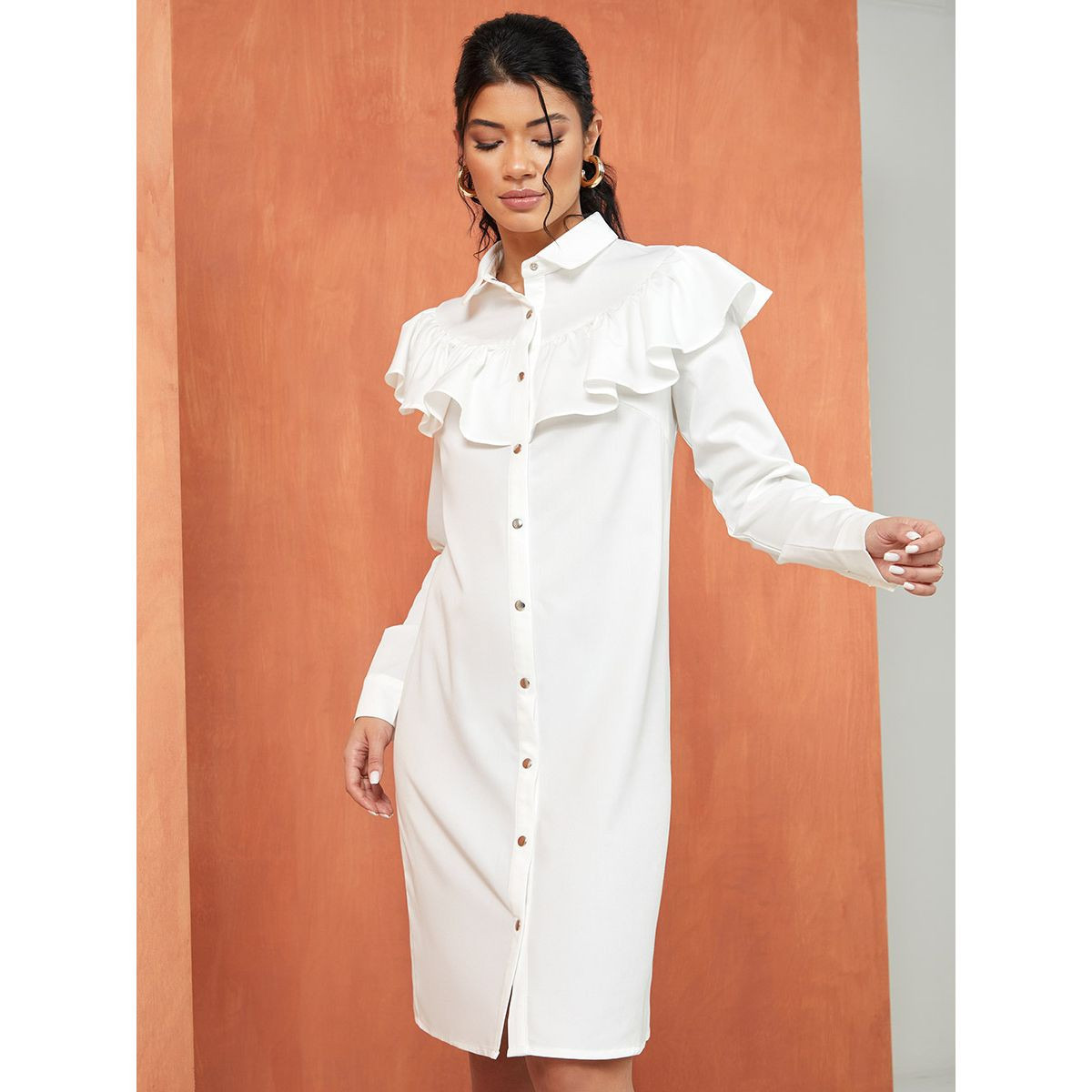 فستان باكمام طويلة وكشكش-women-clothing-dresses-image-2