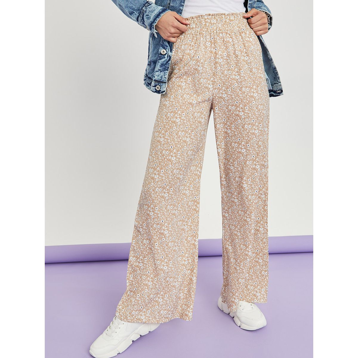 Styli High Rise Floral Print Wide Leg Trouser-women-clothing-bottoms-trousers-image-2