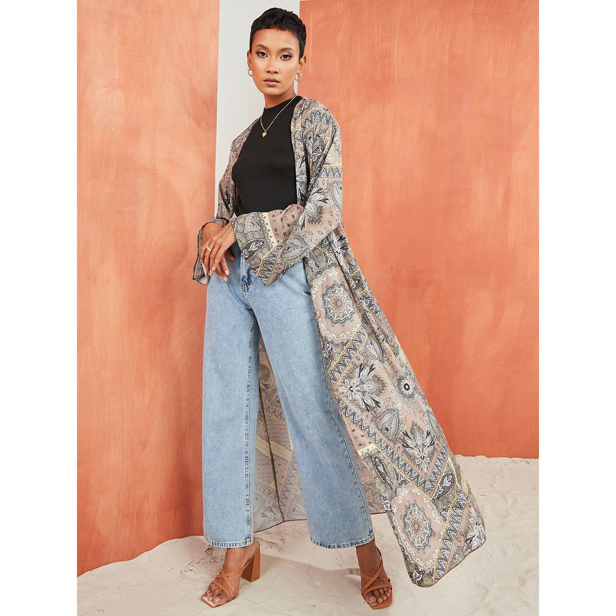 Styli Flare Sleeves Boho Print Maxi Kimono-women-clothing-shirtsandblouses-blouses-image-1