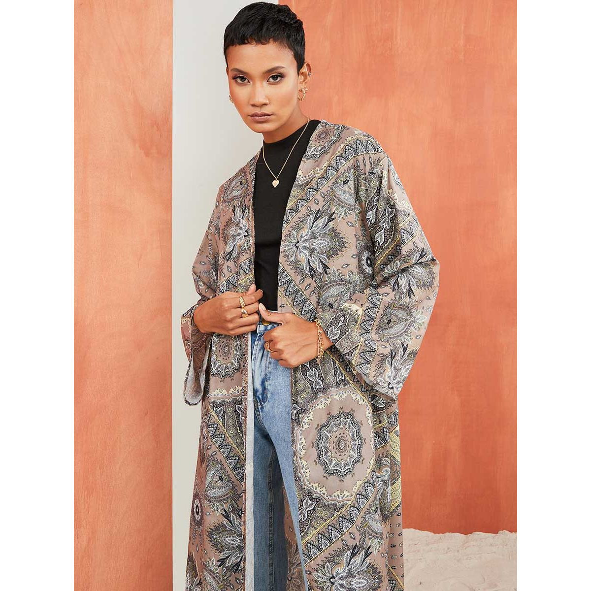 Styli Flare Sleeves Boho Print Maxi Kimono-women-clothing-shirtsandblouses-blouses-image-2