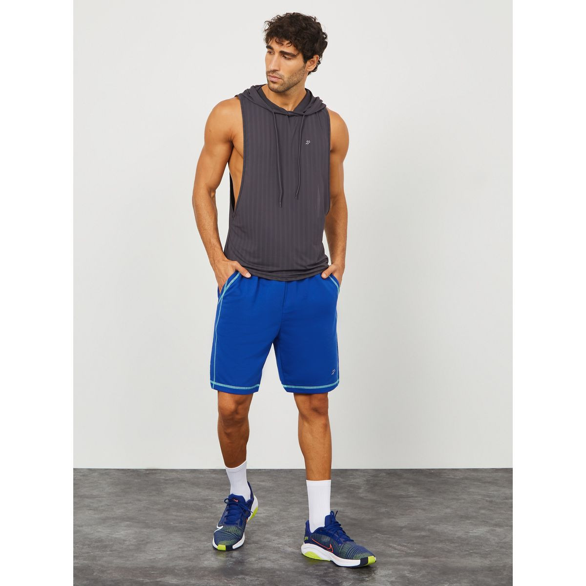 Styli Knitted Shorts with Contrast Stitch Detail-sports-men-clothing-bottoms-image-1