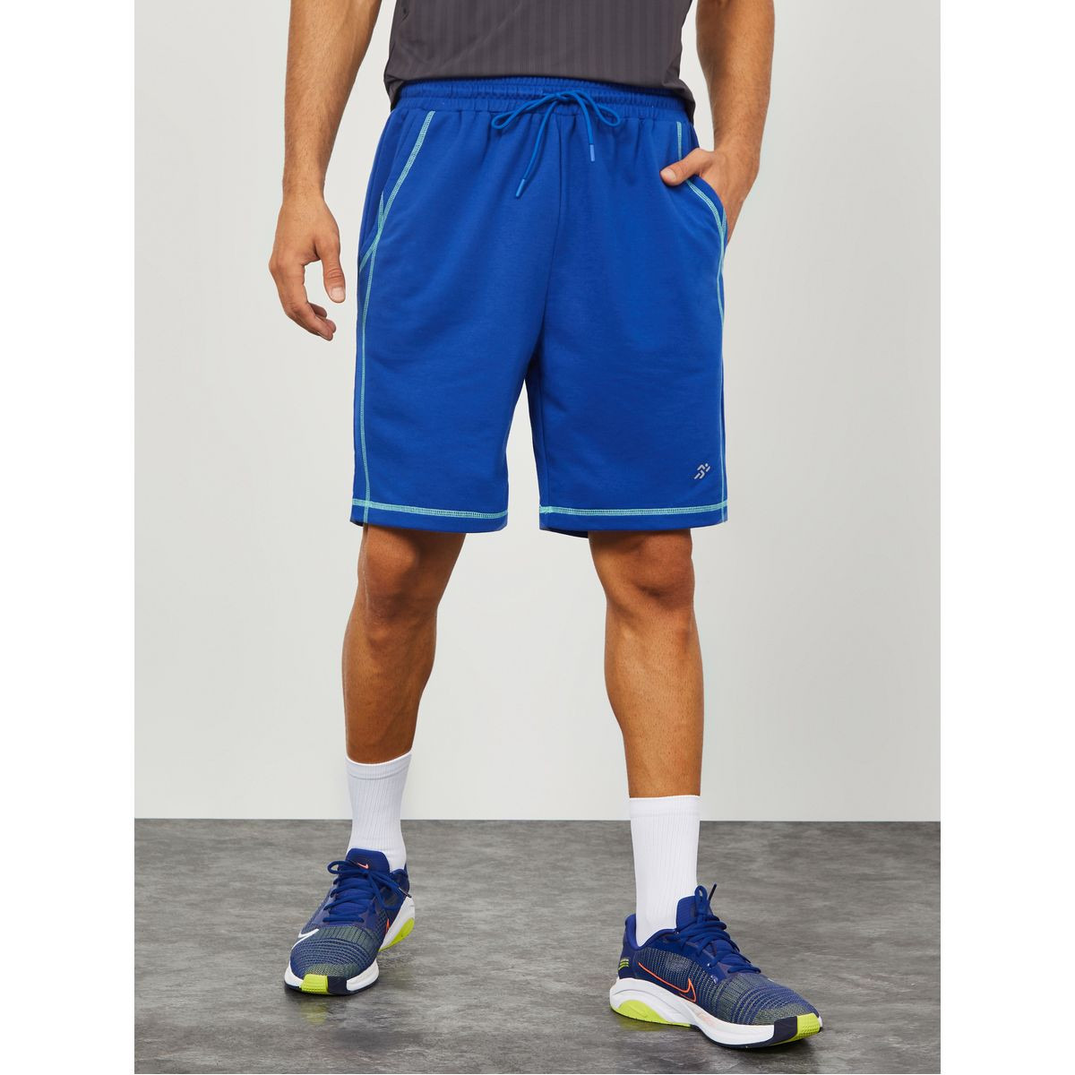 Styli Knitted Shorts with Contrast Stitch Detail-sports-men-clothing-bottoms-image-2