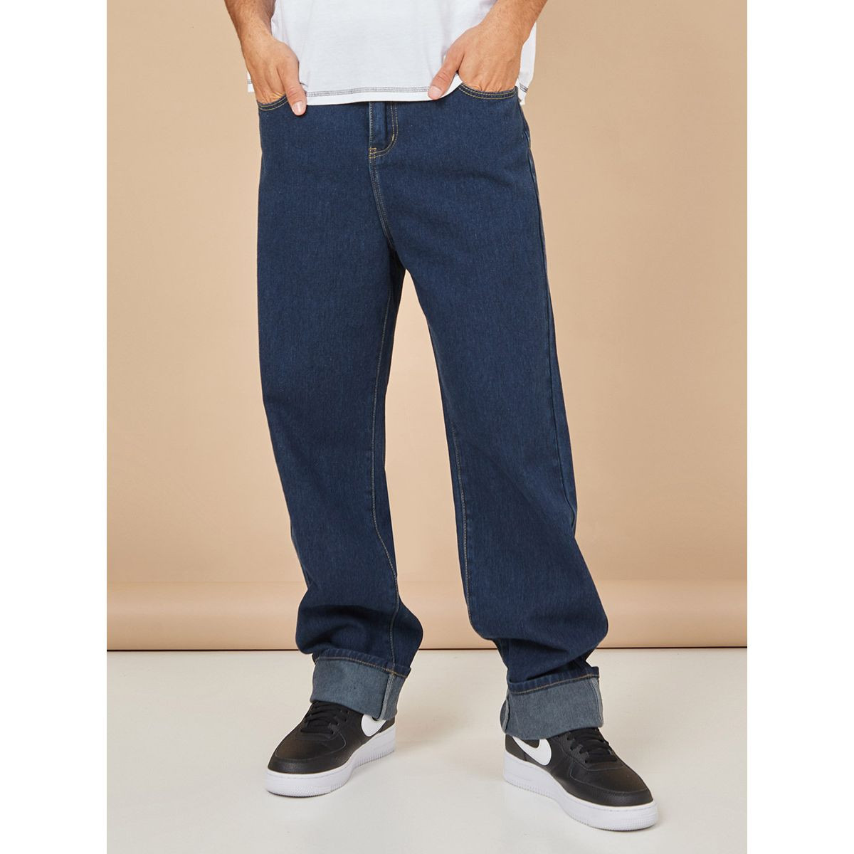 Styli Clean Wash Regular Jeans with Hem Turn Up-men-clothing-jeans-image-1