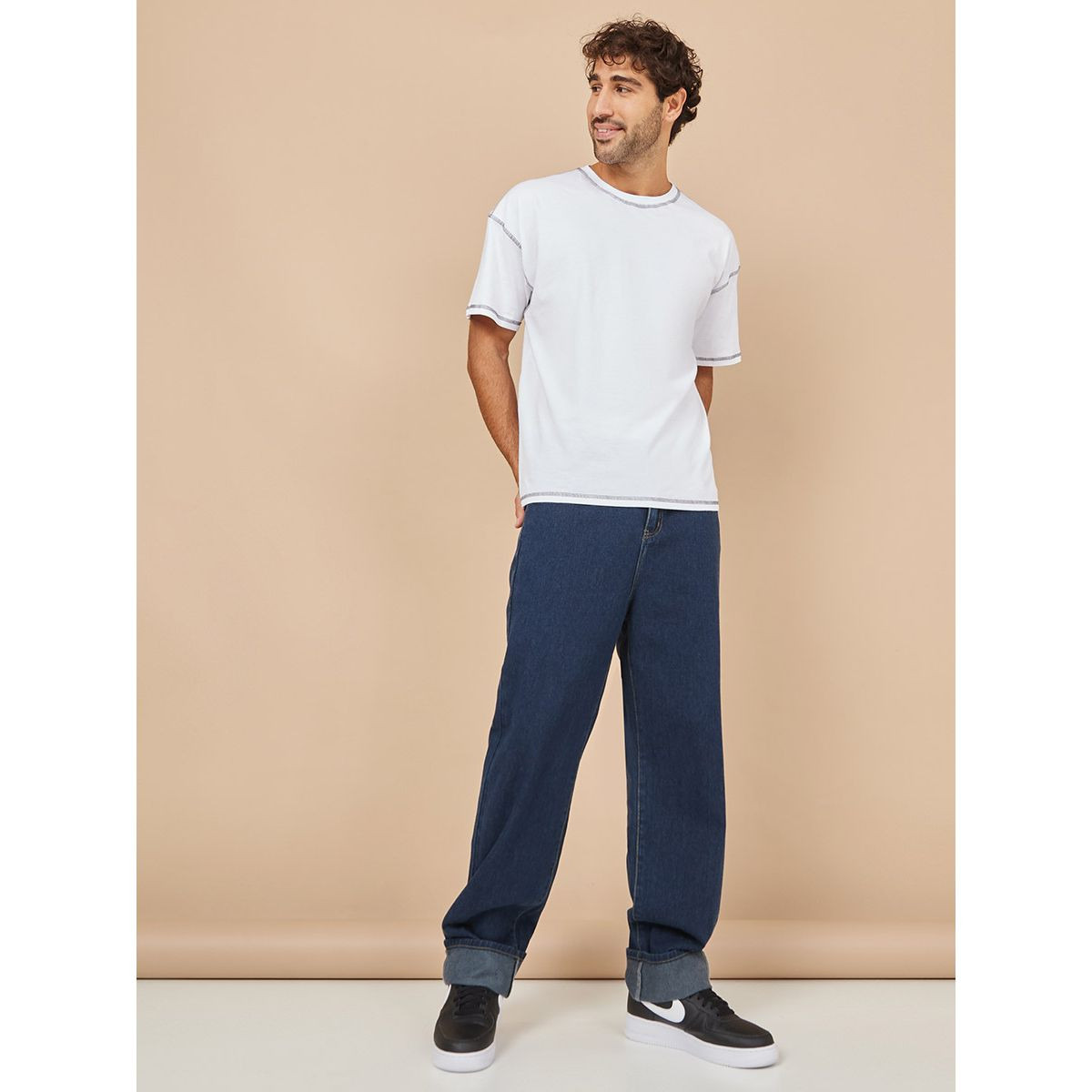 Styli Clean Wash Regular Jeans with Hem Turn Up-men-clothing-jeans-image-2
