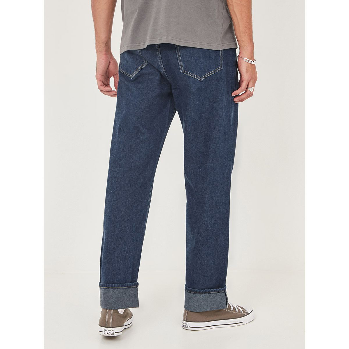 Styli Clean Wash Regular Jeans with Hem Turn Up-men-clothing-jeans-image-4