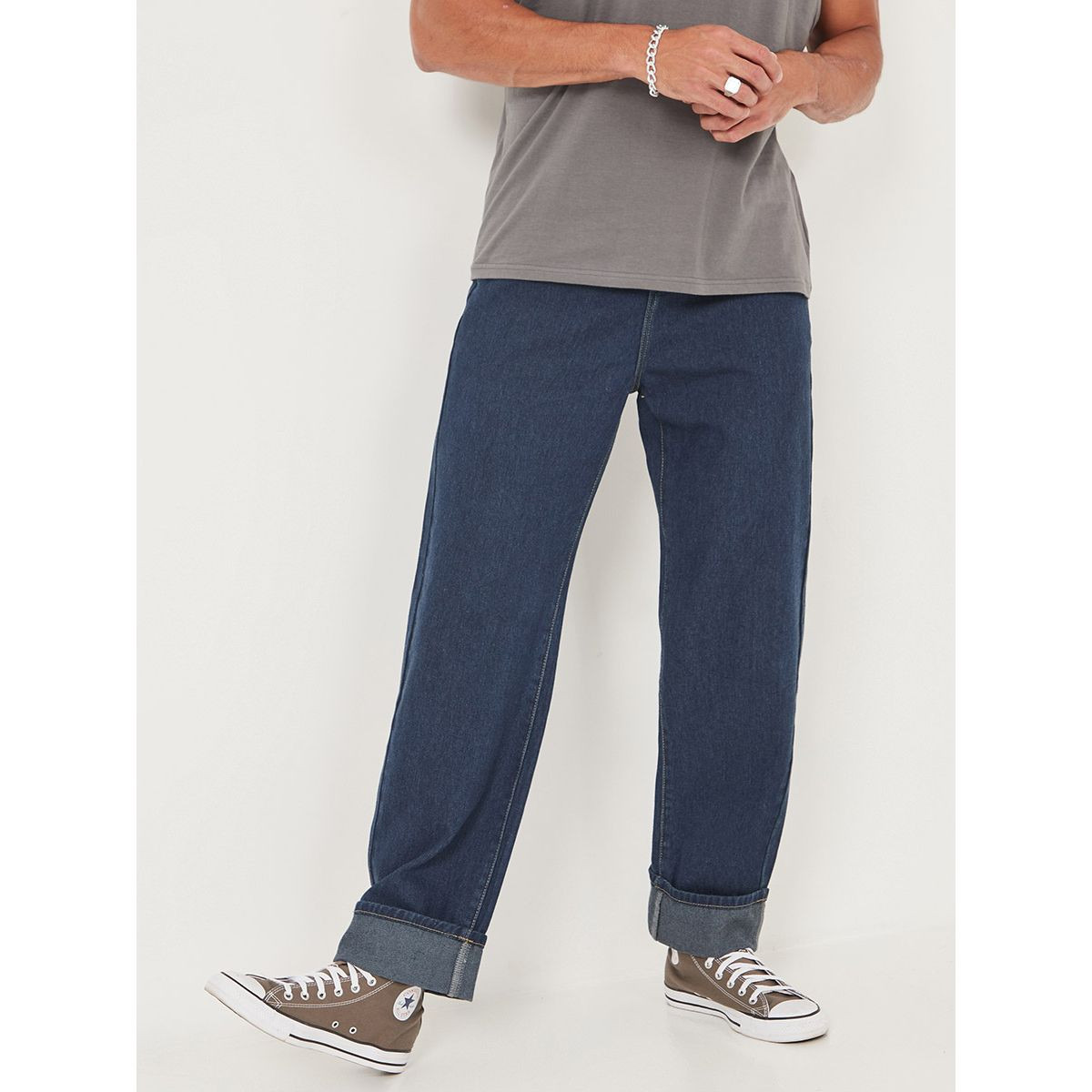 Styli Clean Wash Regular Jeans with Hem Turn Up-men-clothing-jeans-image-5