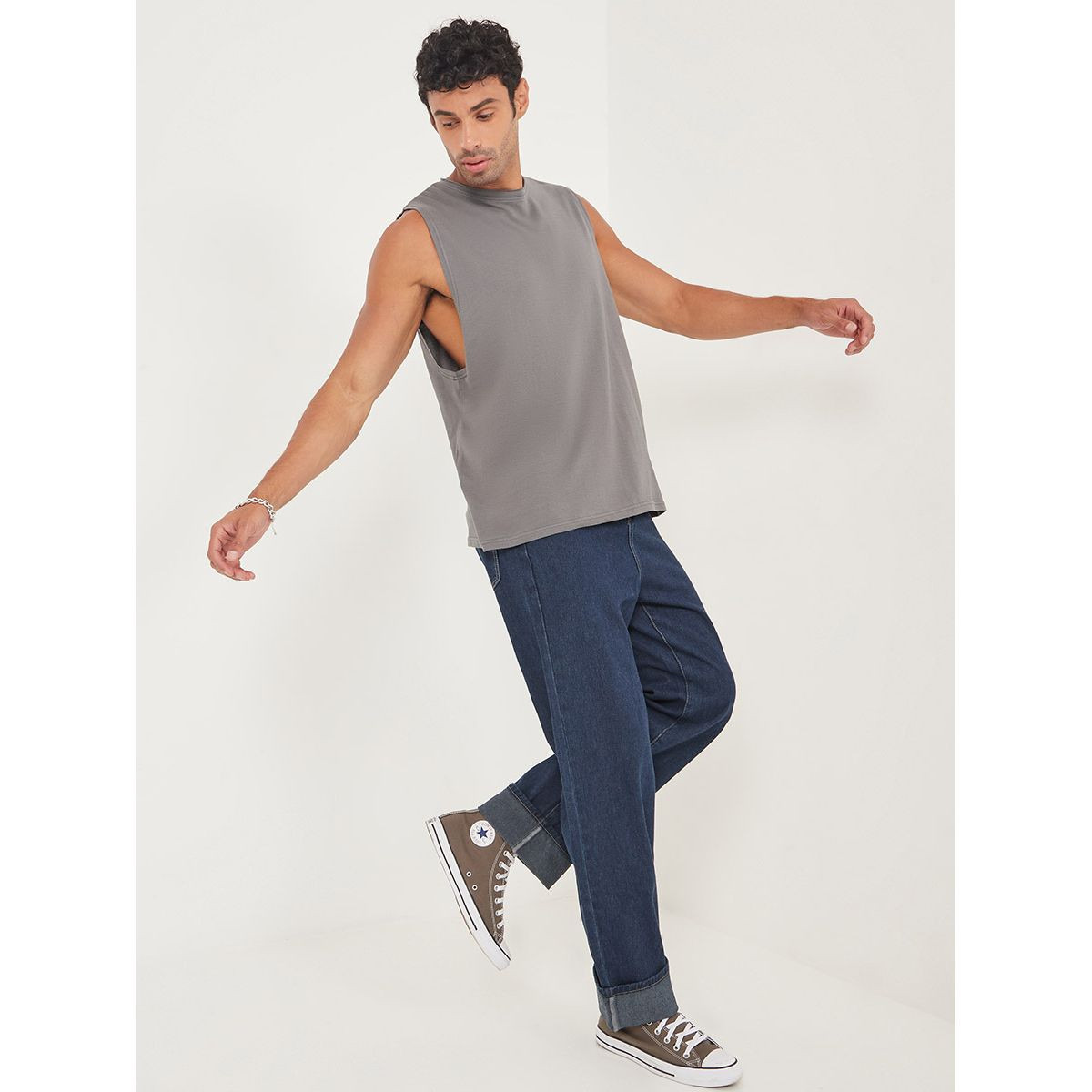 Styli Clean Wash Regular Jeans with Hem Turn Up-men-clothing-jeans-image-6