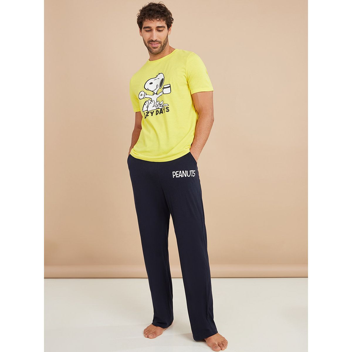 Styli Snoopy Character T-shirt and Pyjama Set -men-clothing-nightwear-sets-image-1