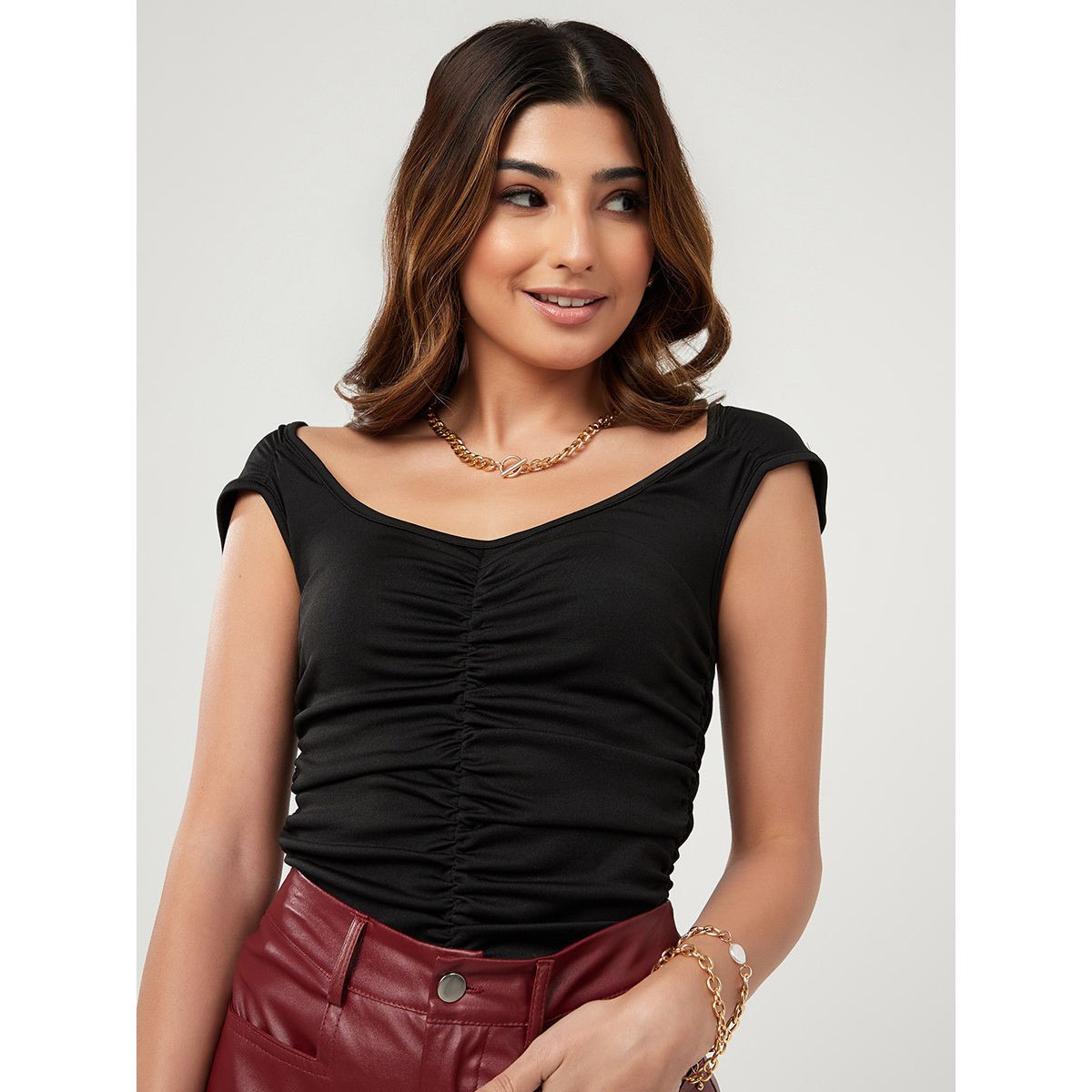 بلوزة باكمام كاب-women-clothing-shirtsandblouses-blouses-image-1