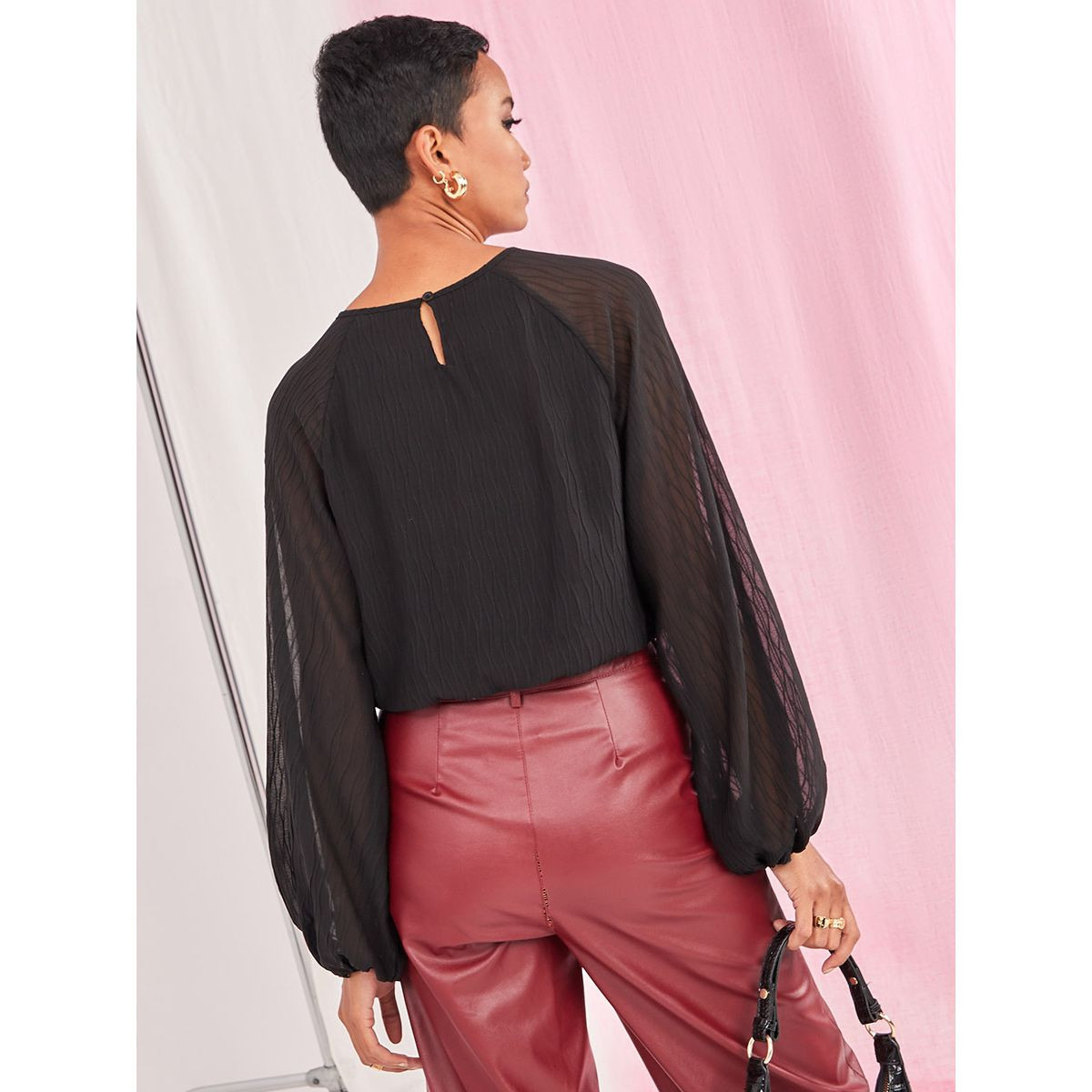 بلوزة باكمام بالون وخصر مطاطي من ستايلي-women-clothing-shirtsandblouses-blouses-image-4