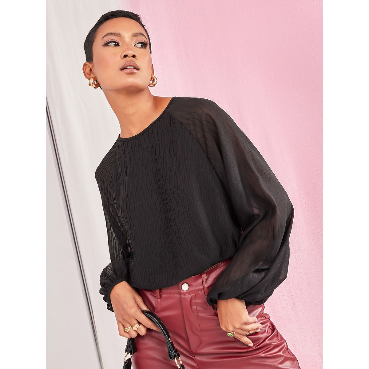 بلوزة باكمام بالون وخصر مطاطي من ستايلي-women-clothing-shirtsandblouses-blouses-image-7