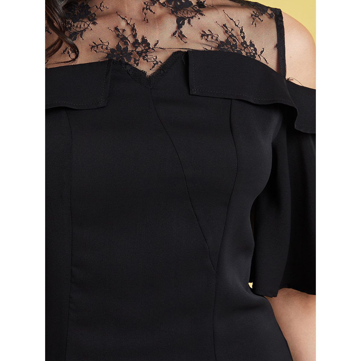 Styli Cold Shoulder High Neck Blouse with Lace Yoke Detail-women-clothing-shirtsandblouses-blouses-image-4