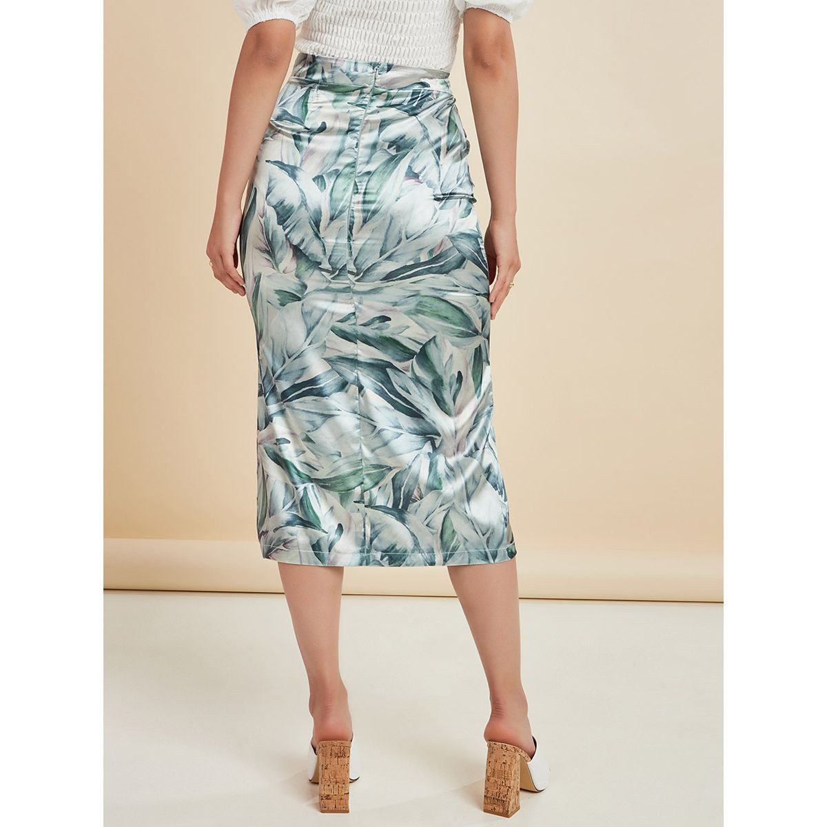 Styli Premium Satin Split Midi Skirt-women-clothing-skirts-image-4