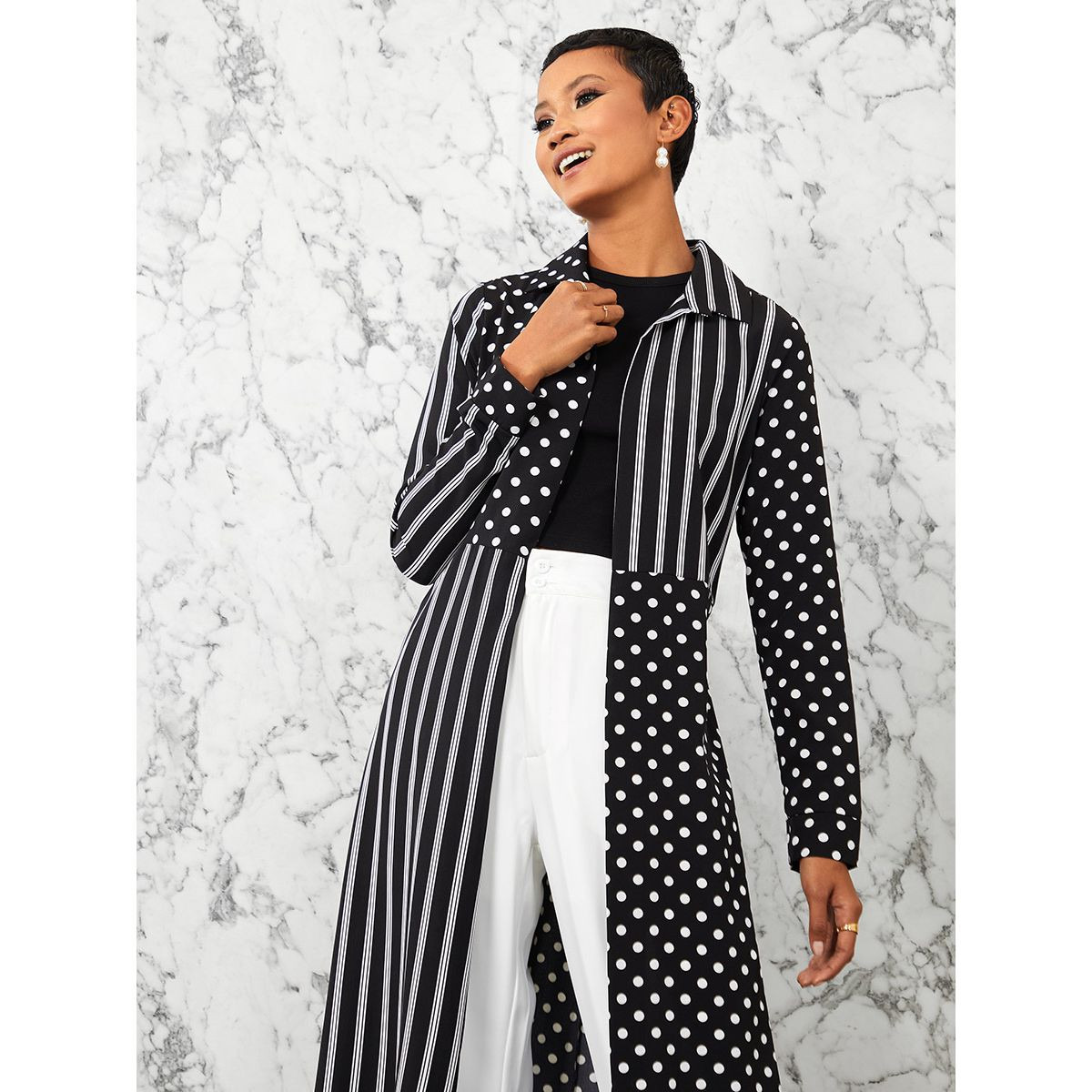 Styli Long Sleeves Stripes and Polka Print Maxi Kimono with Tie Belt-women-winterwear-coatsandjackets-jackets-image-3