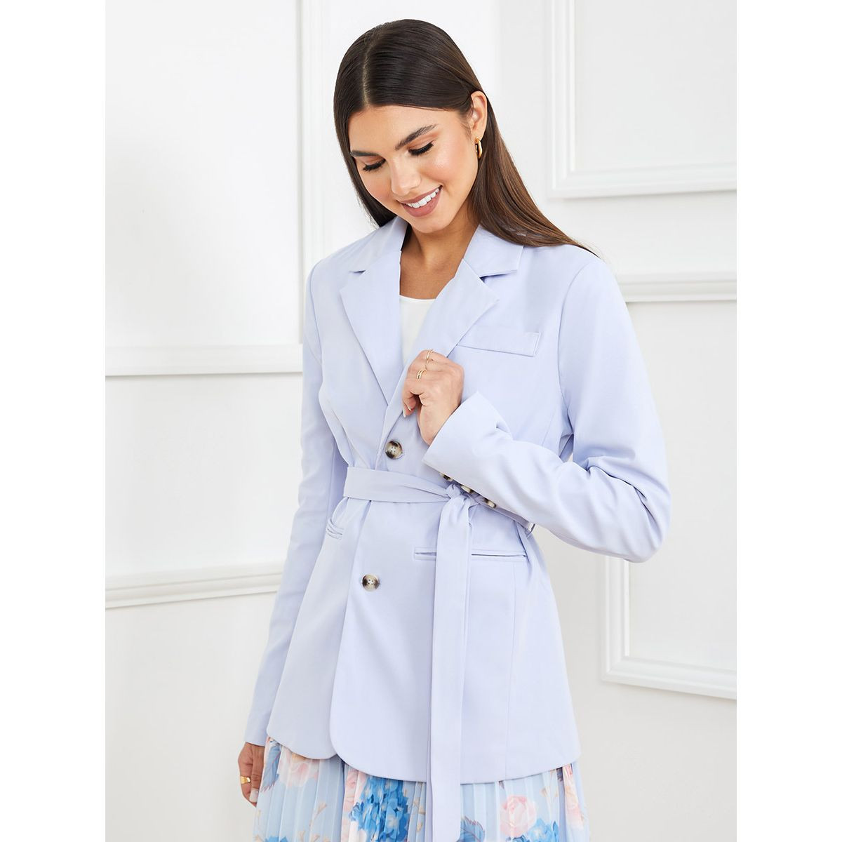 Styli Longline Belted Blazer with Button Closure-women-clothing-shirtsandblouses-blouses-image-1