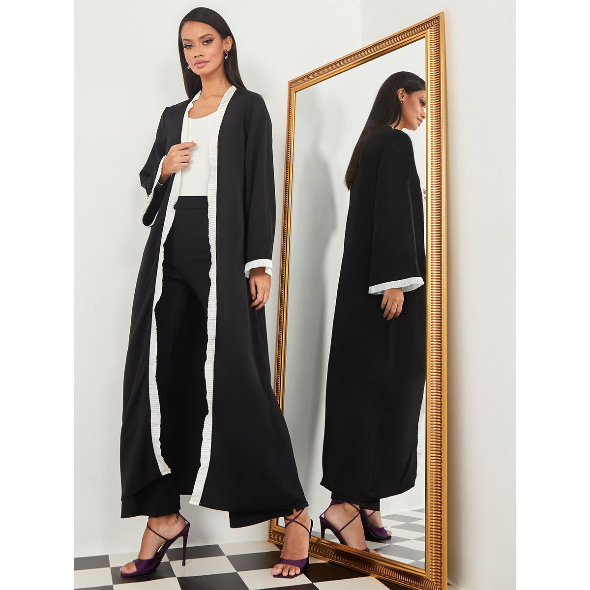 كيمونو طويل مزين بكسرات من ستايلي-women-clothing-shirtsandblouses-blouses-image-1