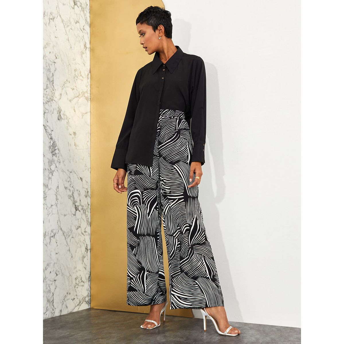 Styli High Rise Monochrome Print Wide Leg Trouser-women-clothing-shirtsandblouses-blouses-image-2